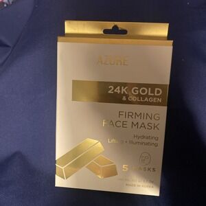 AZURE 24K Gold & Collagen Firming Face Mask Hydrating Lifting mask  5 pk
